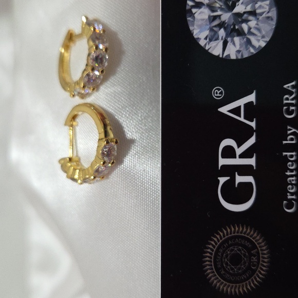 Certified 3ct. t.w. Moissanite Gold Diamond 2cm Huggie Hoop Earrings NEW - Picture 2 of 9